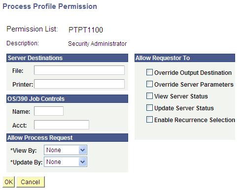 Process Profile Permission page