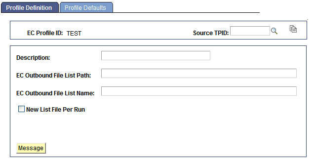 Partner Profile - Profile Definition page