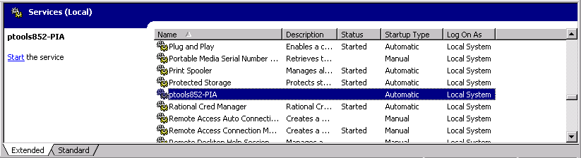Services console showing the newly installed Windows Service