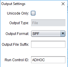 SQR Output Settings dialog box