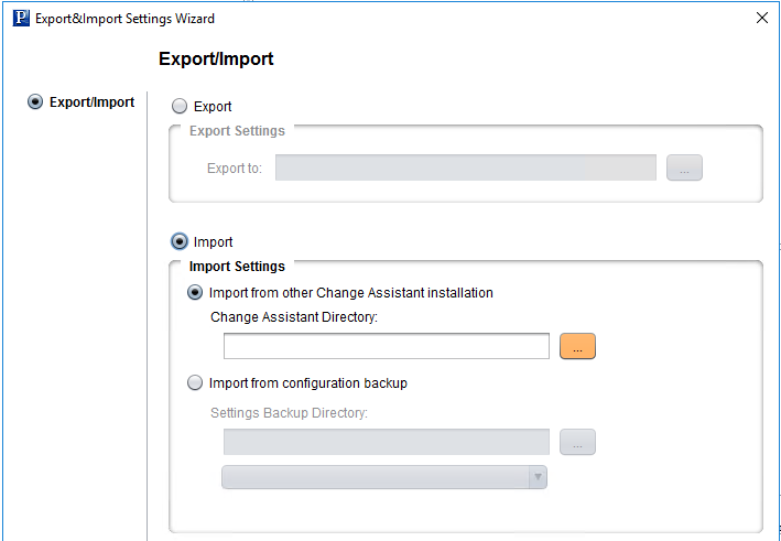Export&amp;Import Settings Wizard - Export/Import page