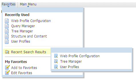 Example of Recent Search Results menu showing the most recent search for three components