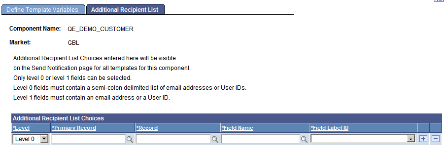 Additional Recipient List page