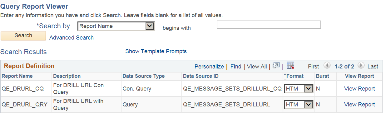 Query Report Viewer page