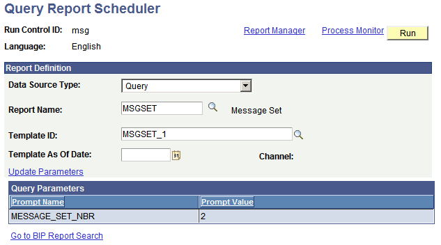 Query Report Scheduler page
