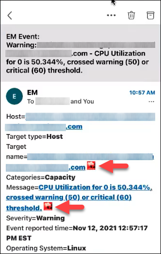 Enterprise Managerの通知を示す図。