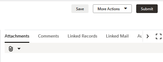 Image showing part of the screen with action buttons for a non-workflow business process.
