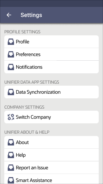 Android phone settings, showing the Switch Company option.