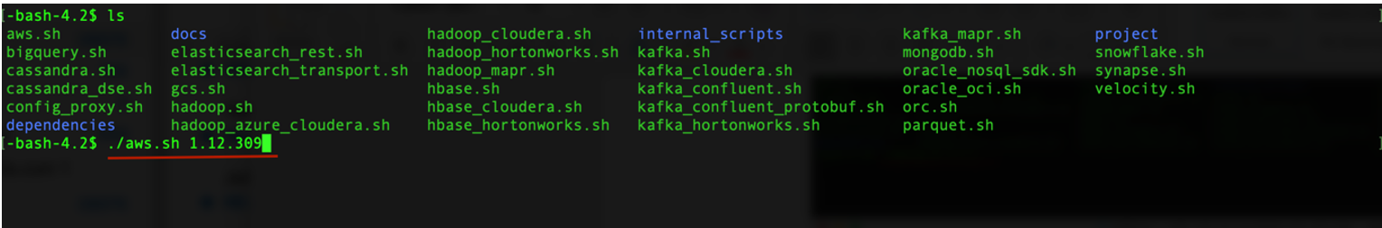 必要なバージョンを指定したaws.shの実行