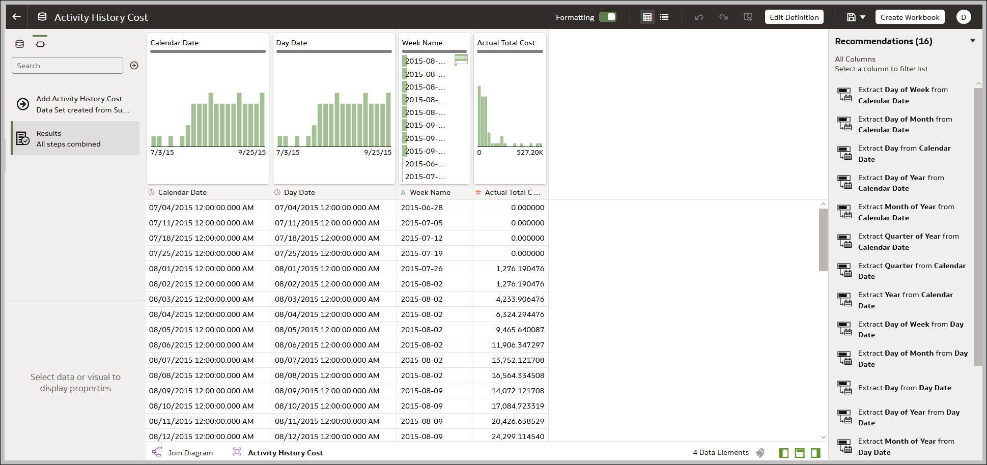 Modifying a Dataset in the Dataset Editor