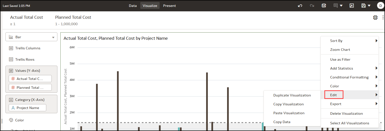 Copying and Pasting a Visualization