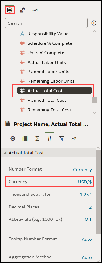 Setting the currency format for visualizations