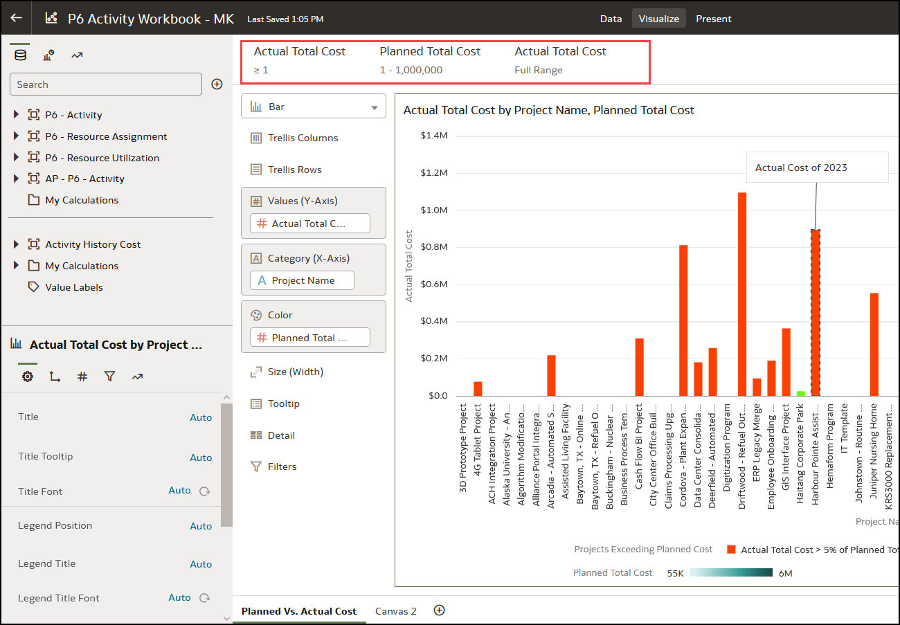 Filter Bar in a Visualization