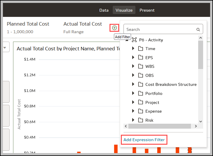 Using the Add Expression Filter Menu Option