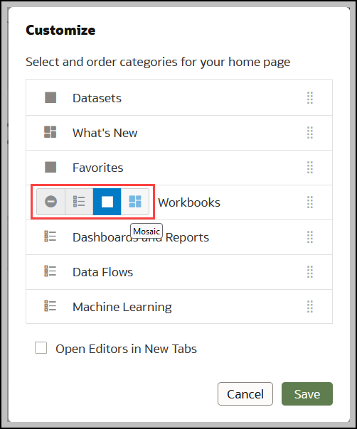 Category Display Options in the Customize Menu