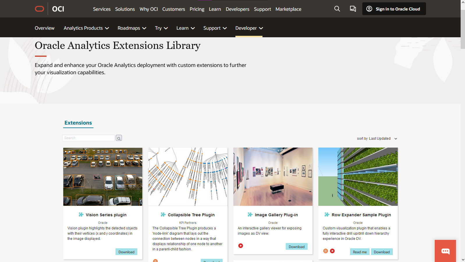 Image displays the library of custom plug-ins/extensions that are available  for use.