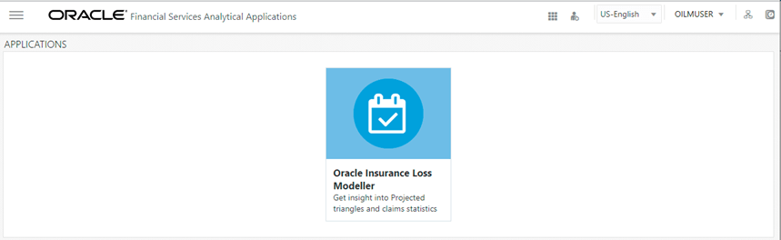 Title: This image illustrates the OILM Landing Page - Description: After logging in to the OFSAA Home screen, the landing page is displayed.