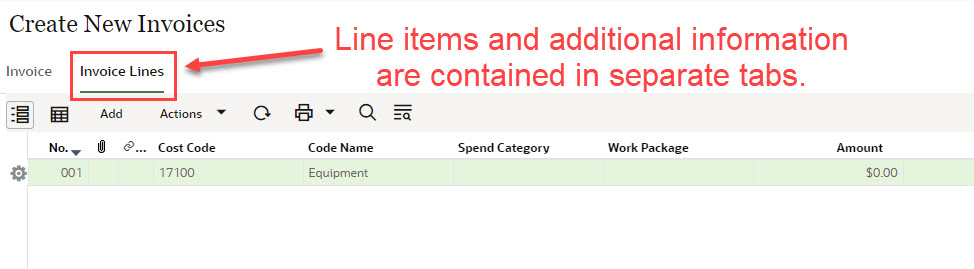 Line items and additional information are contained in separate tabs.