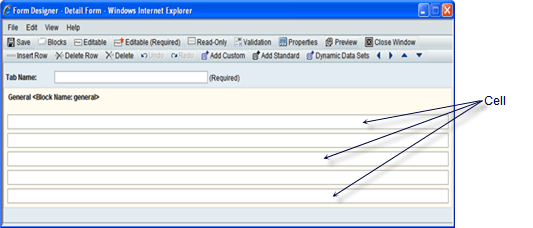 This image displays the cells in the form designer.