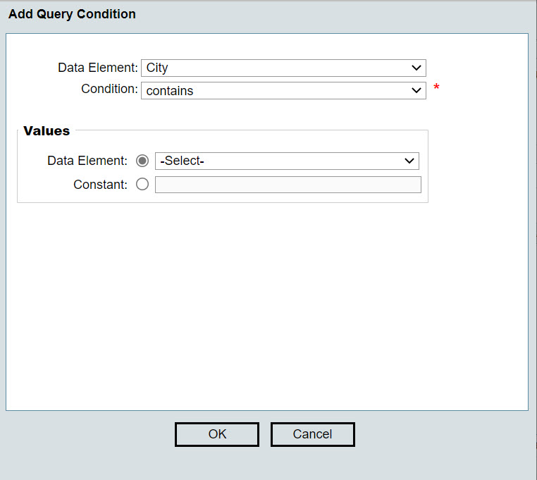 Example string query condition.