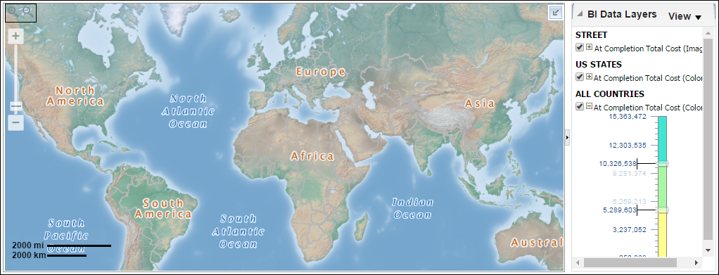 At Completion Total Cost By Location section map.