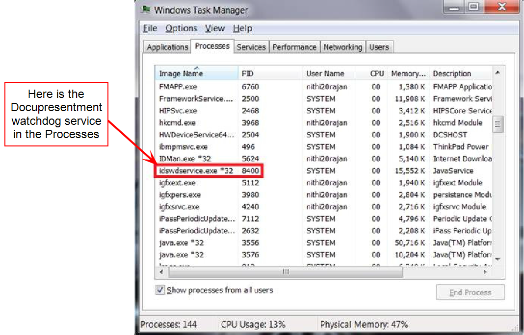 Image represents windows task manager options.
