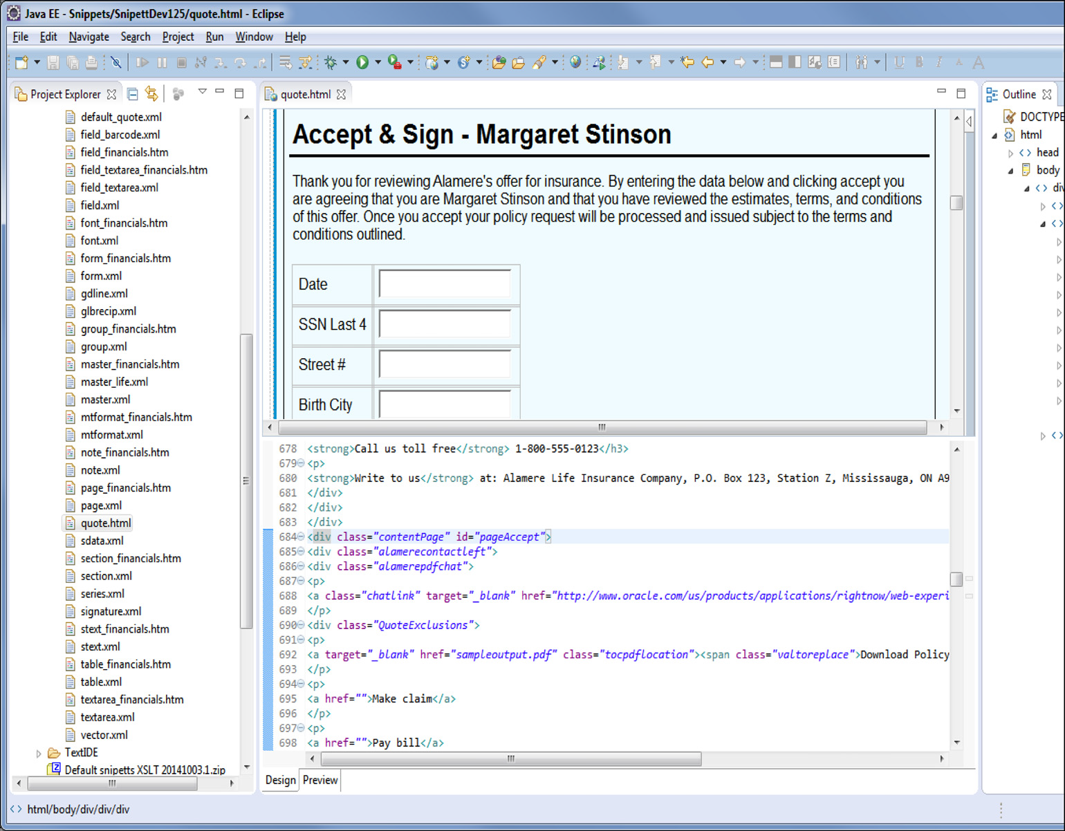 Image represents special editor for HTML syntax authoring in eclipse.