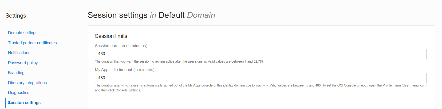 You can configure Session Timeout values