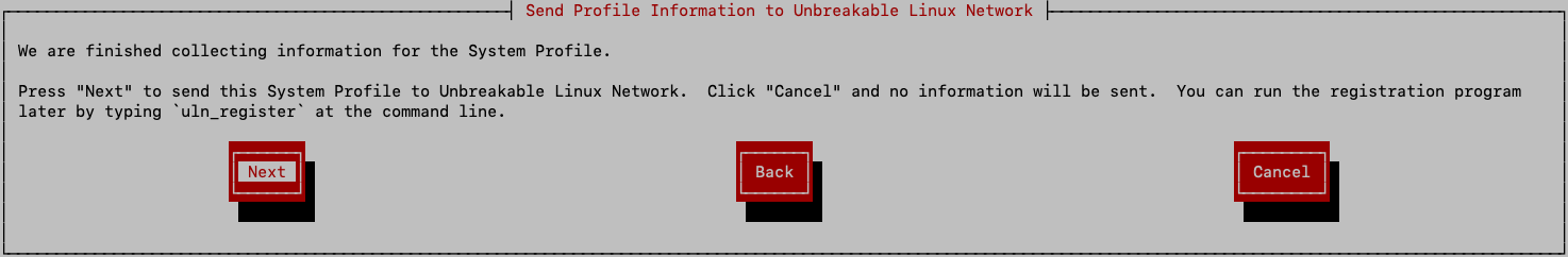 Figure showing the send profile information confirmation screen of ULN system registration.