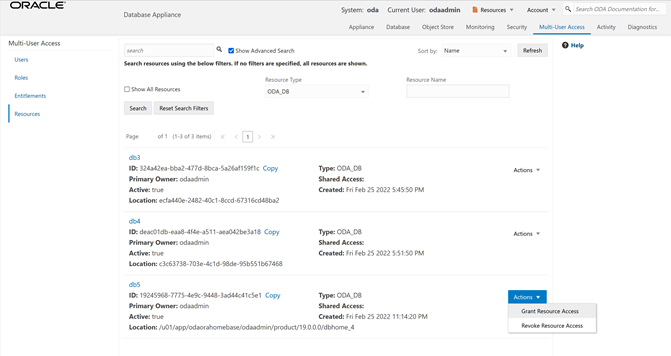 リソースの表示
