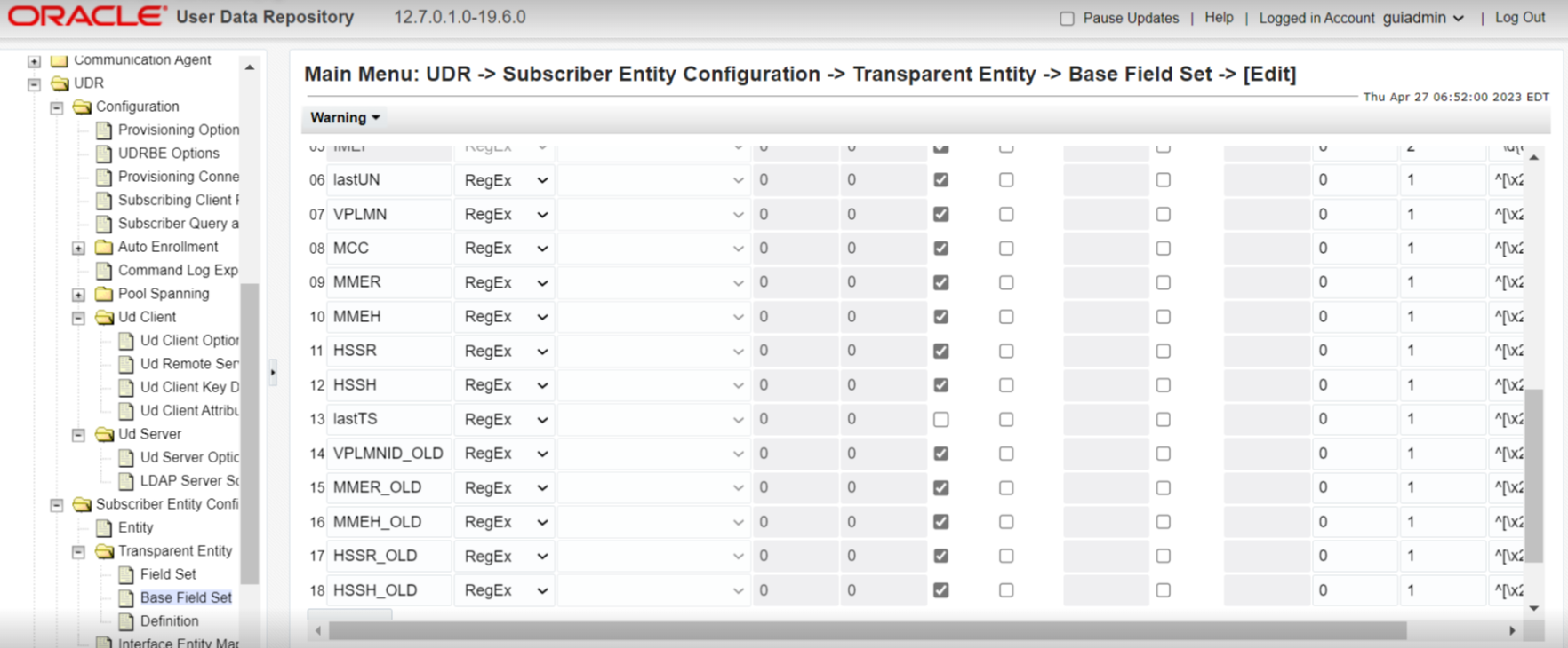 SprProfileBFS screen SprProfileBFS screen