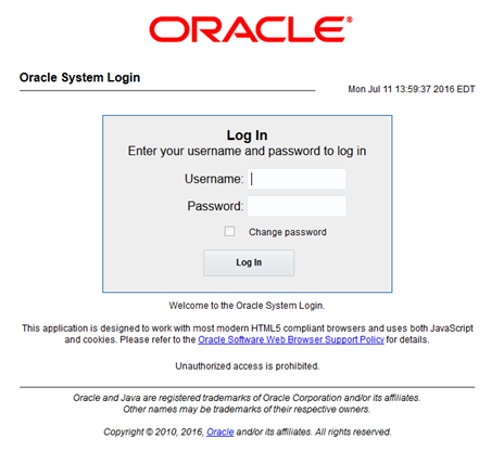Oracle System Login