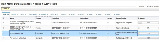 User Canceled the Site Upgrade Tasks User Canceled the Site Upgrade Tasks