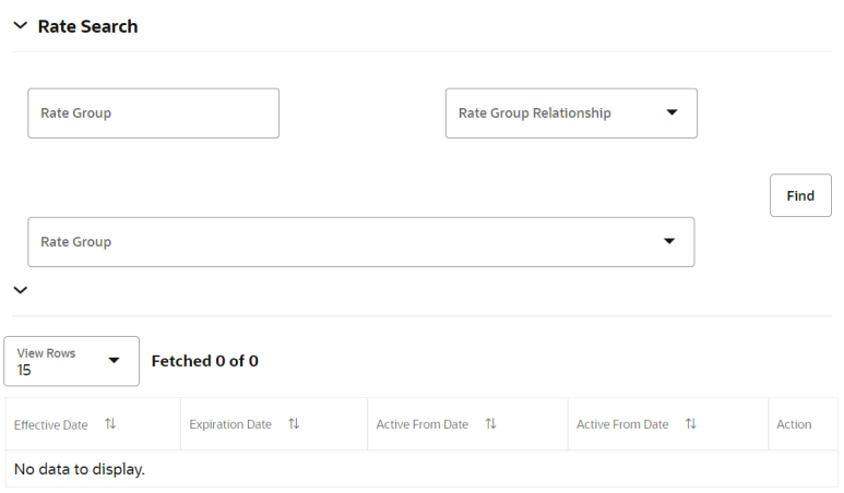 This image shows the Rate Search section of the Search Rates screen.