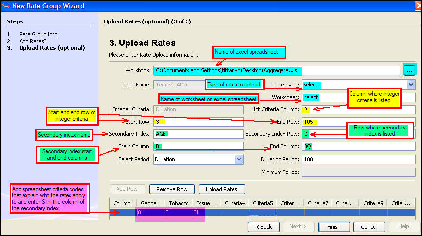 Step 3 of select upload wizard