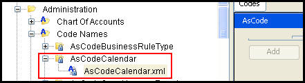 Calendar XML file in AsCode from Admin Explorer tab