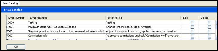 Error Catalog