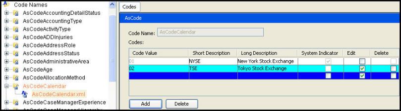 Calendar Codes in Admin Explorer