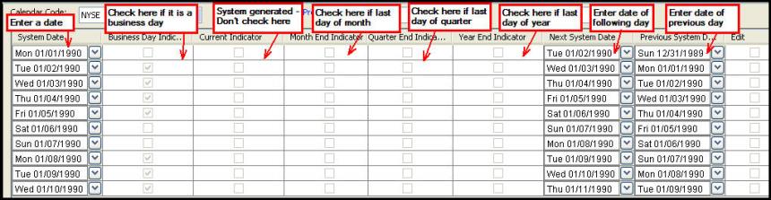 Explanation of Calendar Code Fields