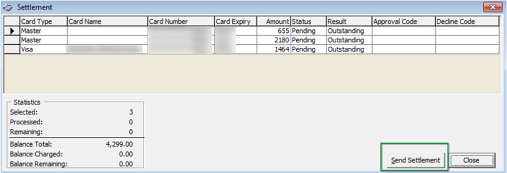 This figure shows the Management, Cashier — Credit Card Batch Settlement