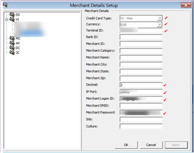 This figure shows the Merchant Details Setup