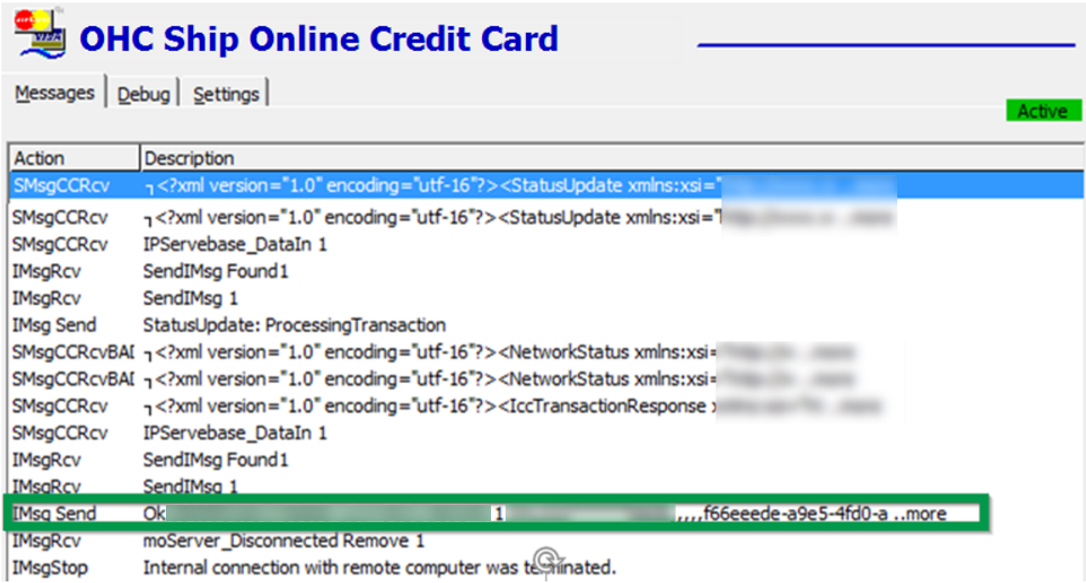 This figure shows the Response Message of Register Credit Card