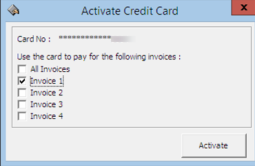 This figure shows the Activating Credit Card by Invoice