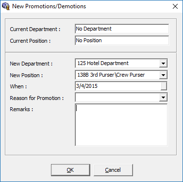 This figure shows the Adding Promotions / Demotions