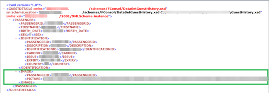 This figure shows the example of the location of the image in XML file format.