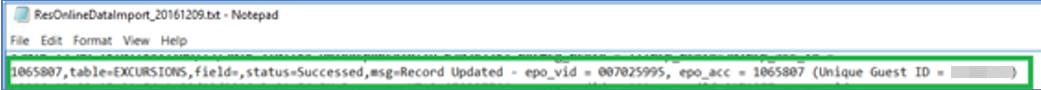 This figure shows the sample message of Update Cruise ID, Department ID, Net Price when the option is enabled.