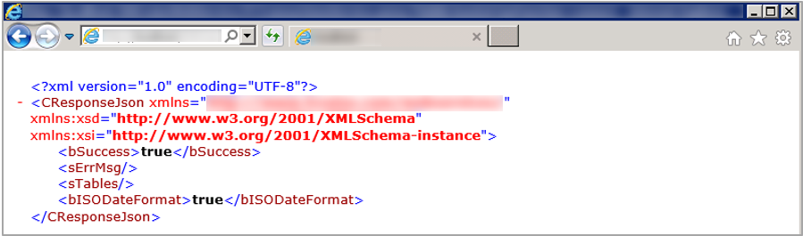 This figure shows the response page of a successful WebService connection testing.