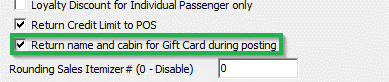 This figure shows the Advanced MICROS Interface setting for Gift Card Posting