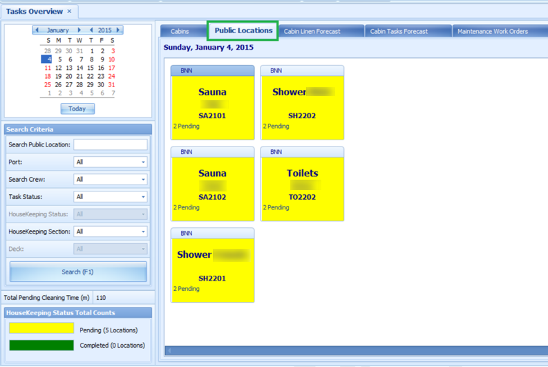 The figure shows the Location Task Overview window.