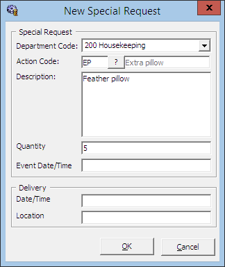 This figure shows the Special Request Form